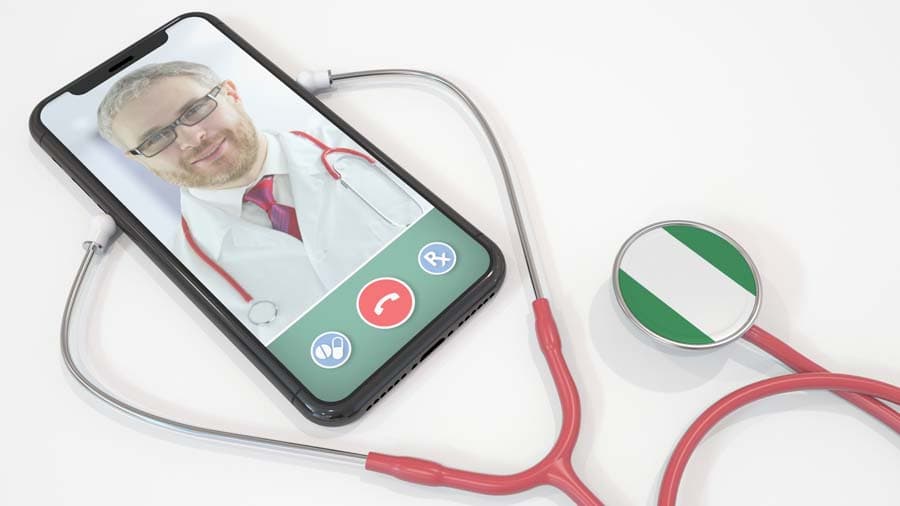 Medical doctor's video call on the phone and stethoscope